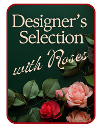 Designer's Choice with Roses in Glass Vase  from Beecher Florist, flower delivery in Beecher