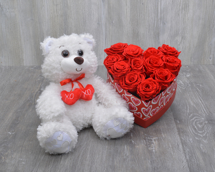 Forever Rose and Bear from Beecher Florist, flower delivery in Beecher