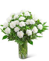 White Carnations Vase from Beecher Florist, flower delivery in Beecher