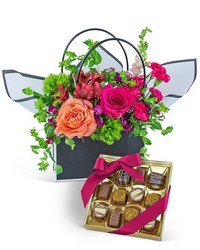 Love and Chocolate Blooming Tote Ensemble from Beecher Florist in Beecher, IL