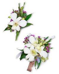Flawless Corsage and Boutonniere Set from Beecher Florists, flower delivery in Beecher