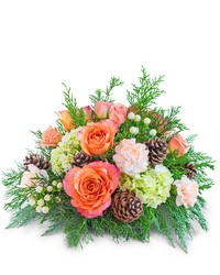 Frosted Peach Centerpiece from Beecher Florists, flower delivery in Beecher
