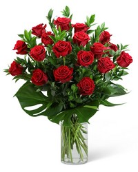 Red Roses with Modern Foliage (18) from Beecher Florists, flower delivery in Beecher