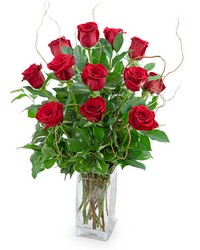 Dozen Red Roses with Willow from Beecher Florists, flower delivery in Beecher