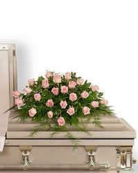 Pink Tranquility Casket Spray from Beecher Florists, flower delivery in Beecher