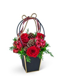 Piney Rose Holiday Tote from Beecher Florists, flower delivery in Beecher