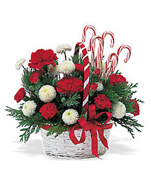 Candy Cane Basket from Beecher Florist, flower delivery in Beecher